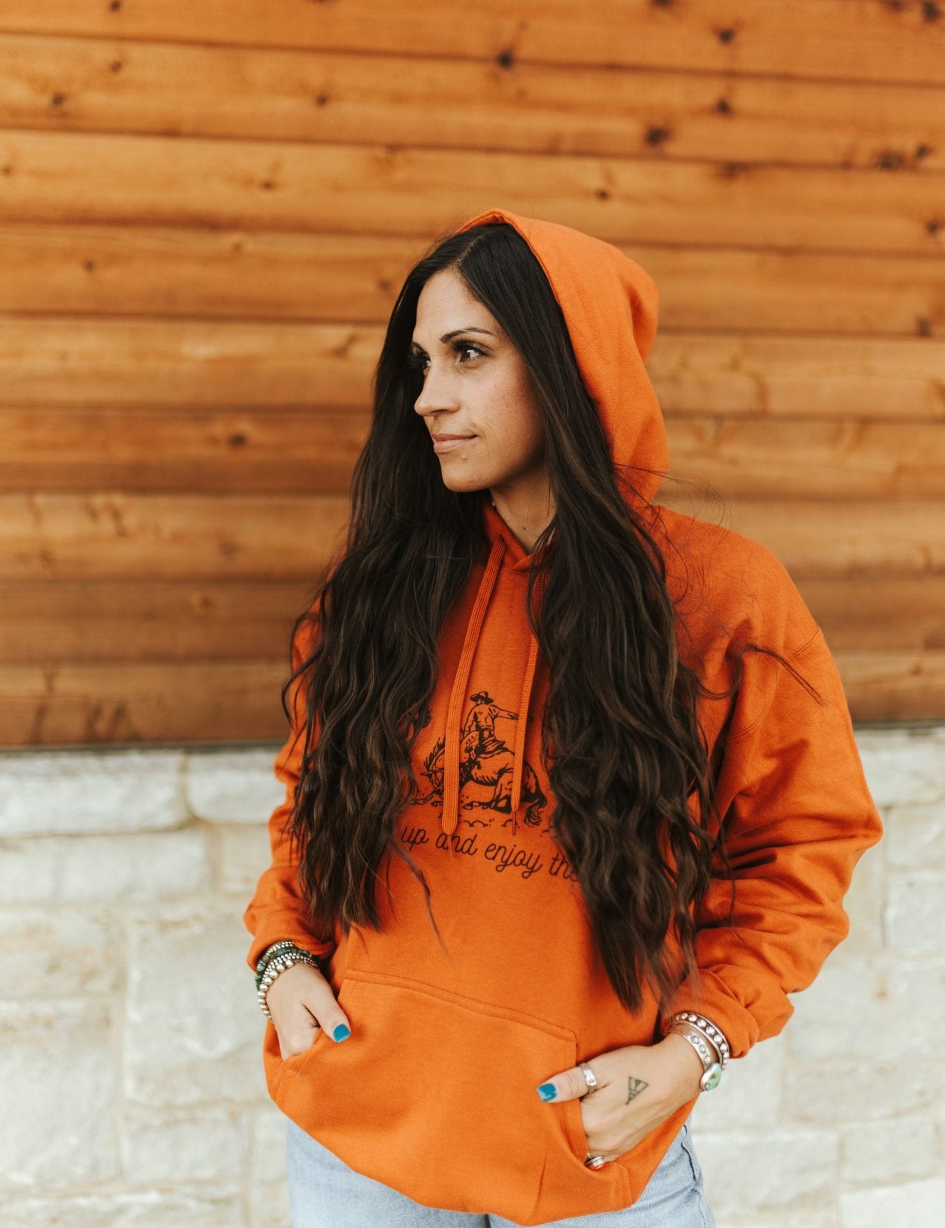 Saddle Up And Enjoy The Ride Graphic HoodieTexas OrangeS