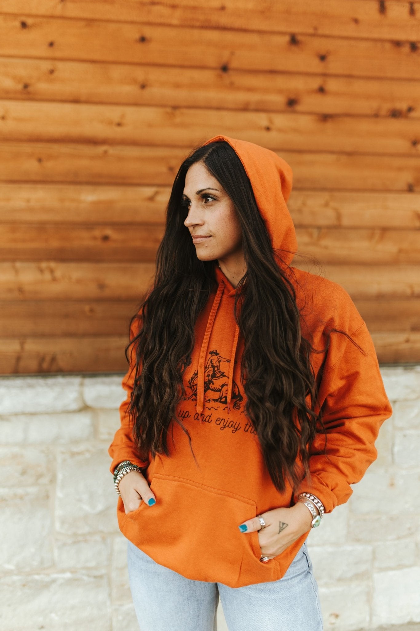 Saddle Up And Enjoy The Ride Graphic HoodieTexas OrangeS