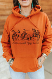 Saddle Up And Enjoy The Ride Graphic HoodieTexas OrangeS