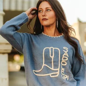 Saddle Up Boots Knit SweaterS/M