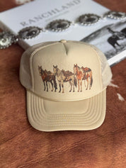 Saddled Horses Trucker HatKhaki