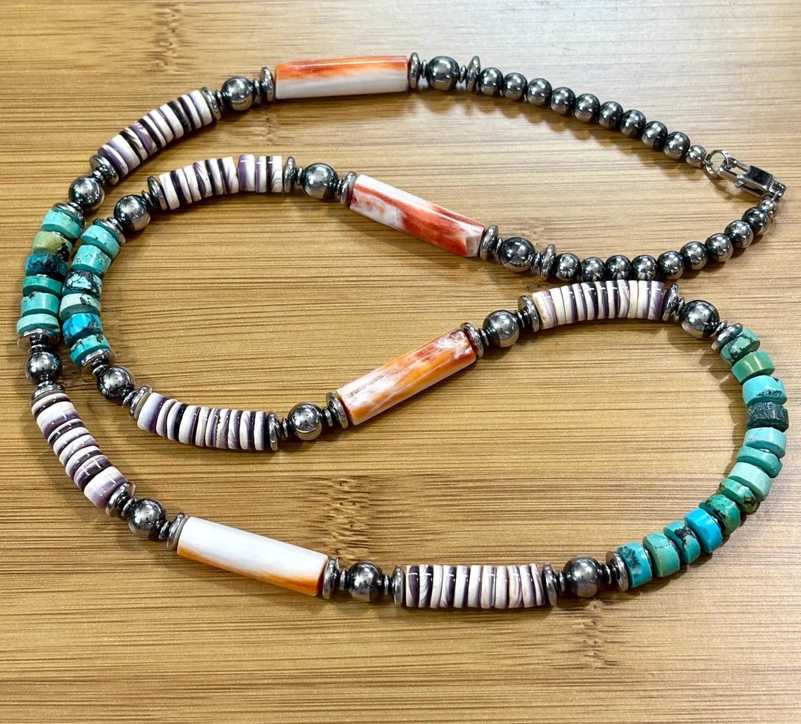 Sage Canyon Turquoise Spiny Oyster Beaded Necklace