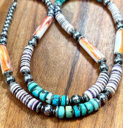 Sage Canyon Turquoise Spiny Oyster Beaded Necklace