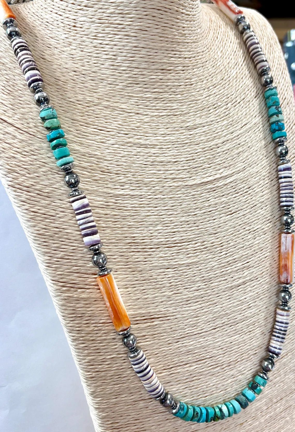 Sage Canyon Turquoise Spiny Oyster Beaded Necklace