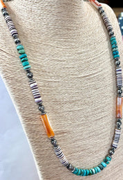 Sage Canyon Turquoise Spiny Oyster Beaded Necklace