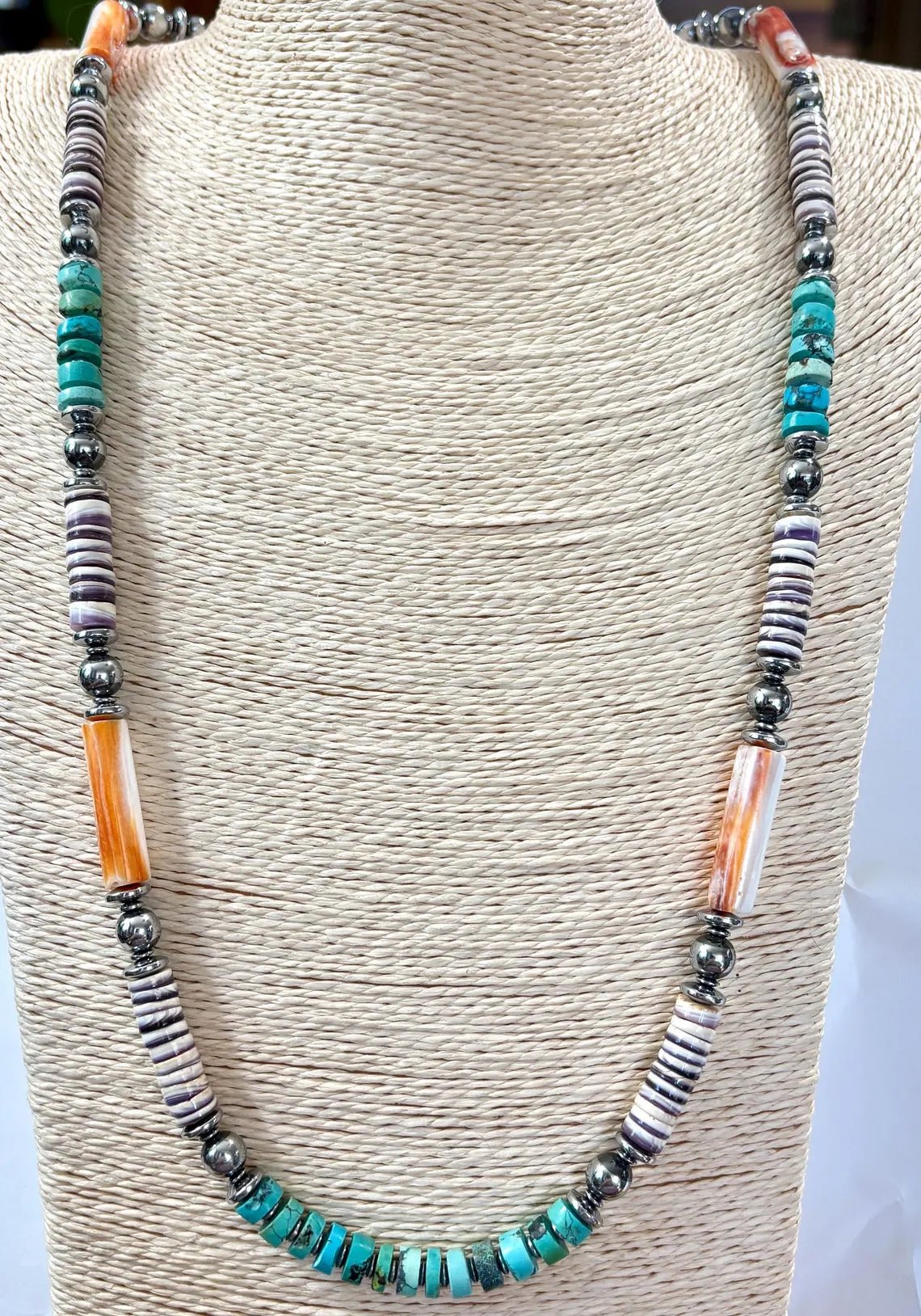 Sage Canyon Turquoise Spiny Oyster Beaded Necklace