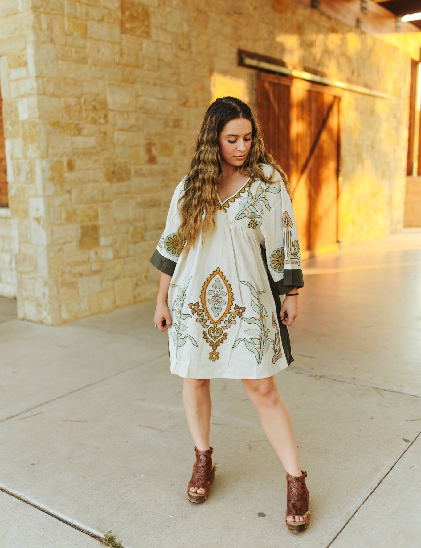 Sagebrush Embroidered Babydoll DressS