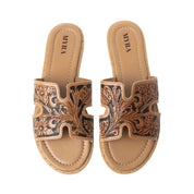 Sierra Bloom Tooled Leather Sandals6