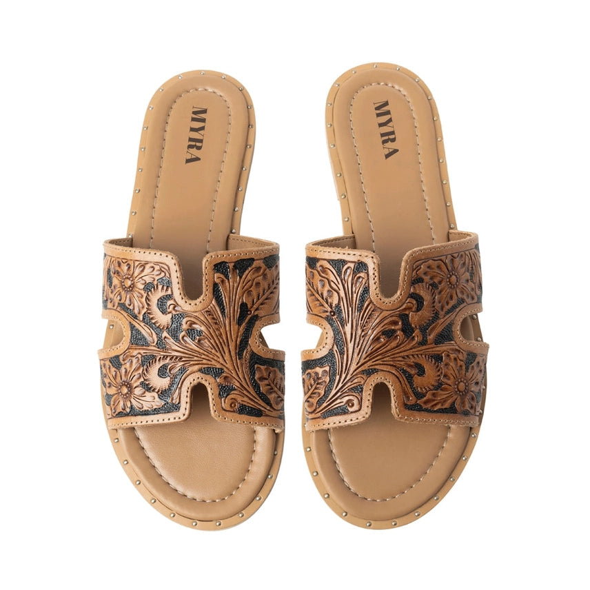 Sierra Bloom Tooled Leather Sandals6