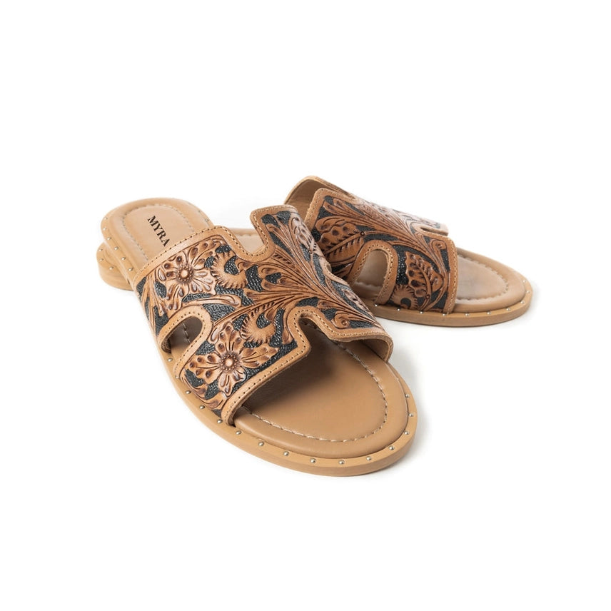 Sierra Bloom Tooled Leather Sandals6