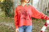 Santa Riding Rudolph V - Neck Crop Graphic SweatshirtHeather RedS