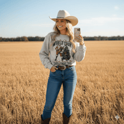 Santa Rocking Around The Christmas Tree Graphic SweatshirtOatmealS