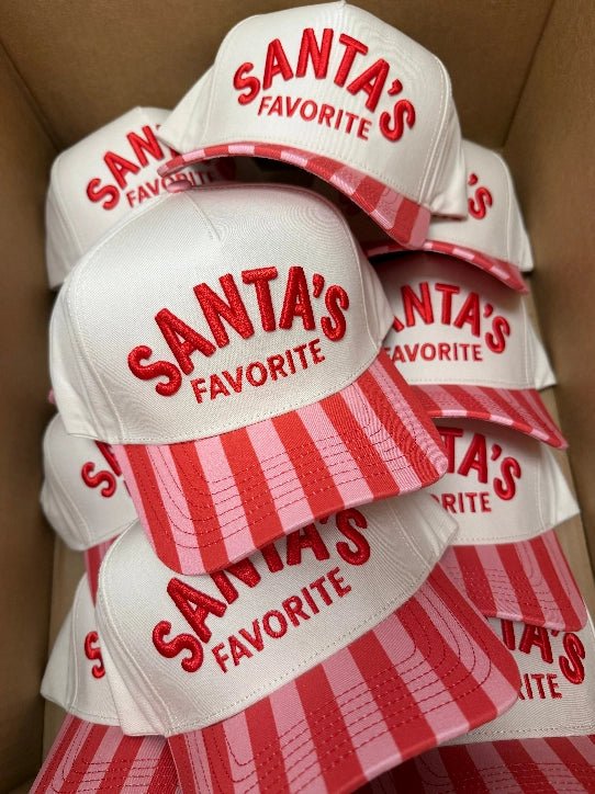 Santa’s Favorite Stripe Embroidered Trucker Hat