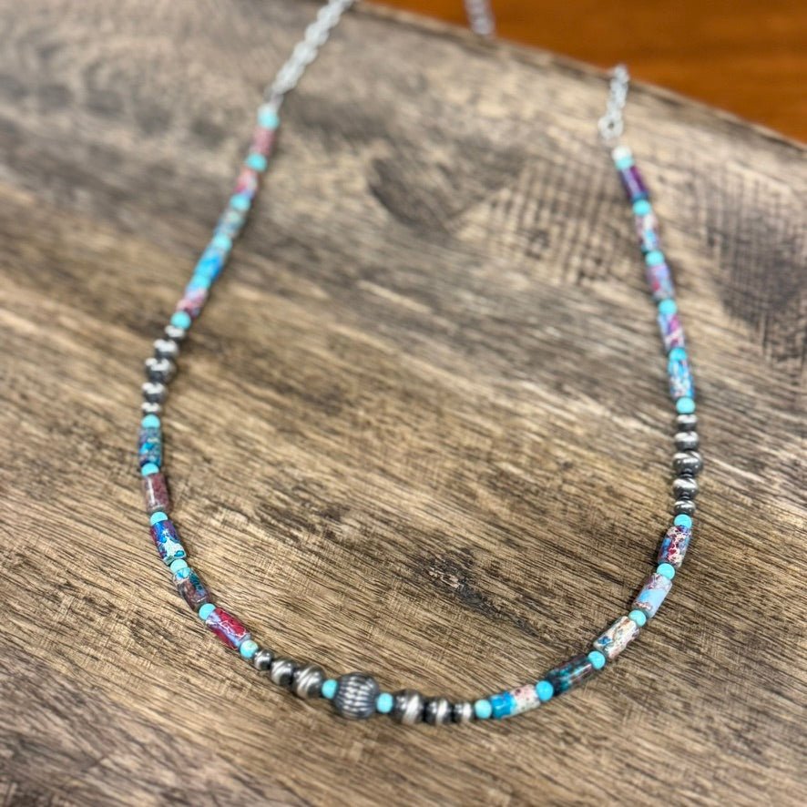 Sedona Sky Barrel Beaded Necklace