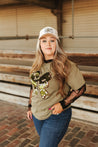 Sequin Camo Bow Graphic TeeOliveS