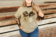 Sequin Camo Bow Graphic TeeOliveS