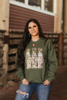 Sequin Hunting Duck Calls Patch SweaterMilitary GreenS