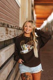 Sequin Mallard Duck Patch SweaterBrownS