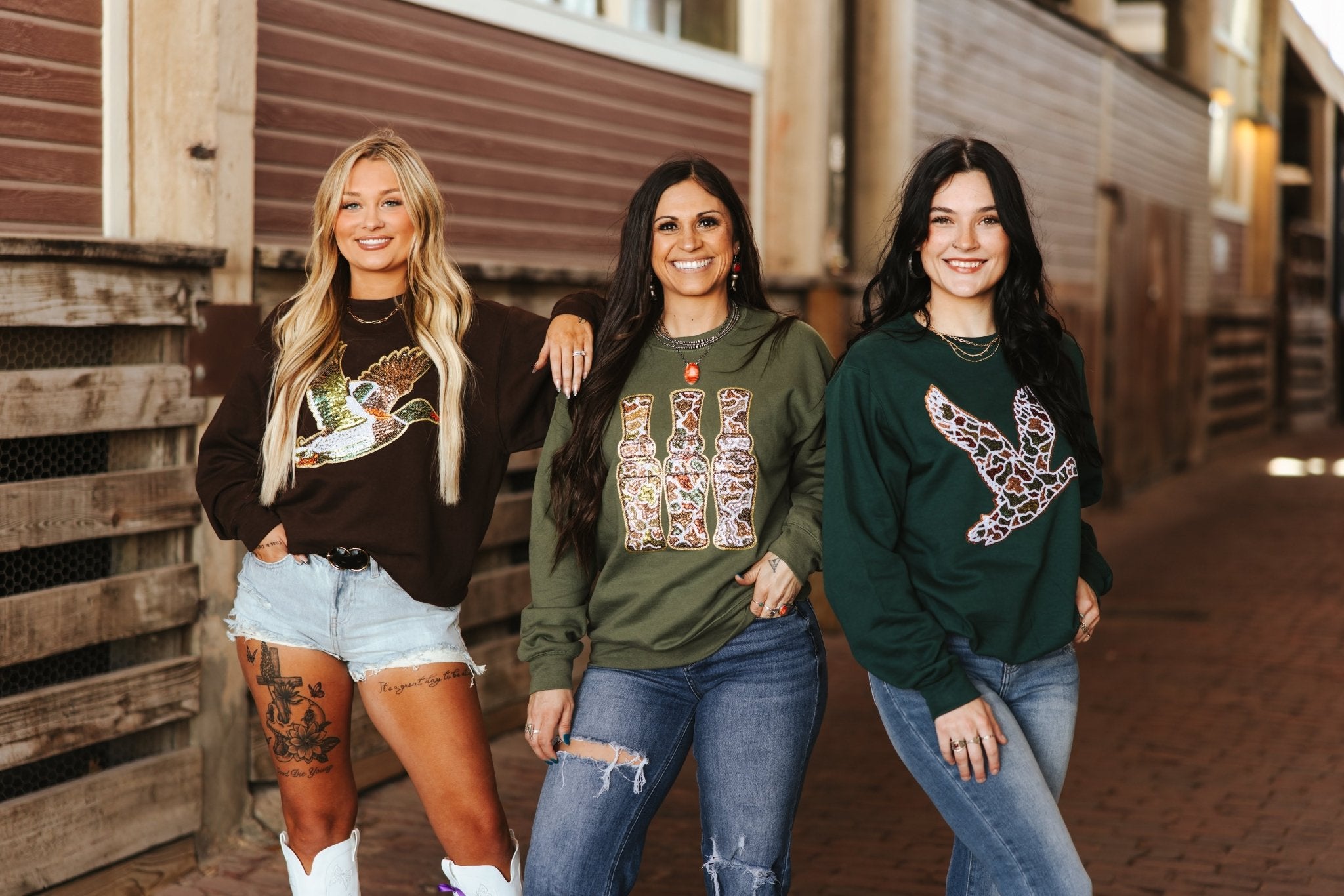 Sequin Mallard Duck Patch SweaterBrownS