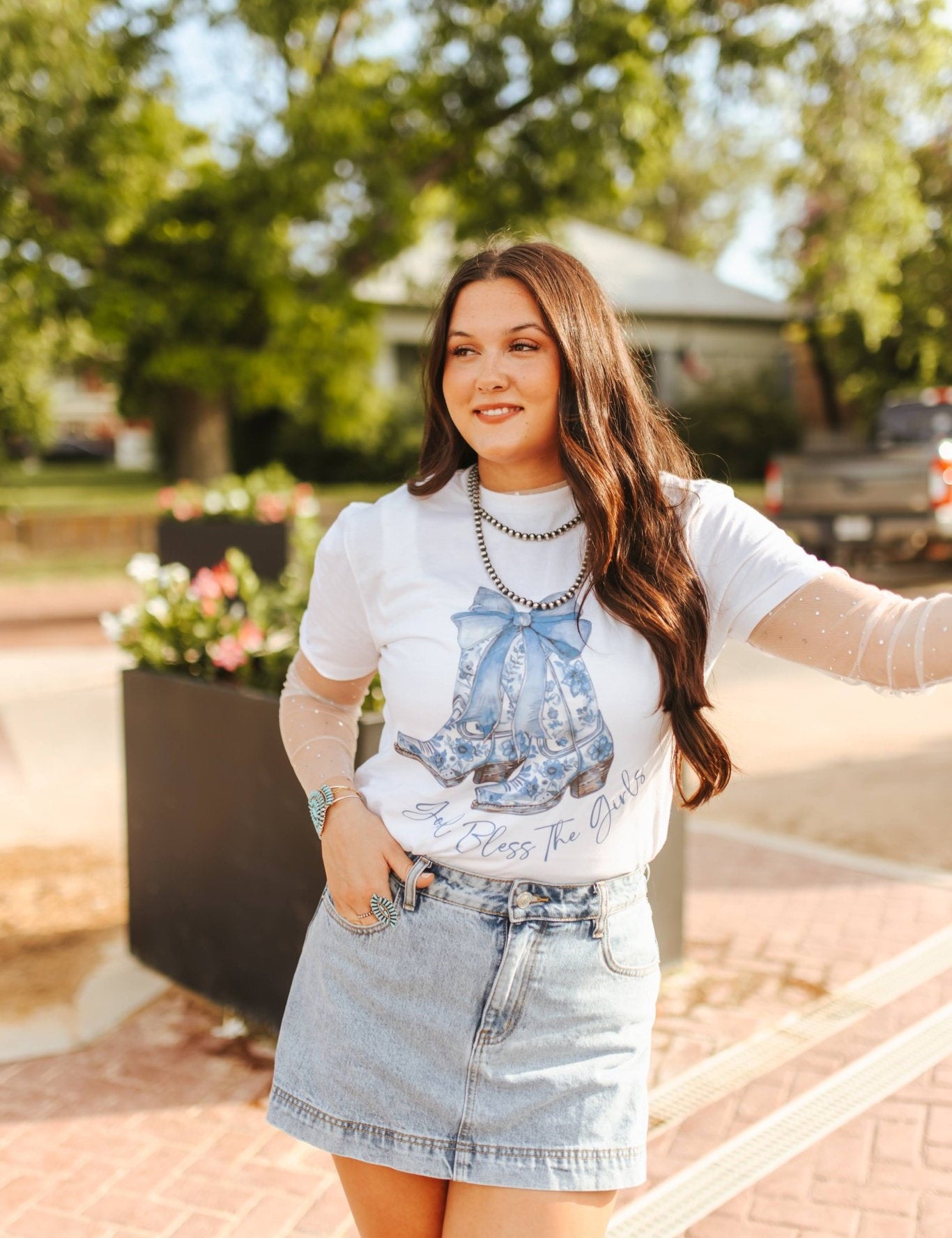 Sequin Mesh Long Sleeve Top - WhiteS