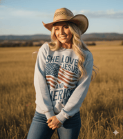 She Loves Jesus & America SweatshirtAshS