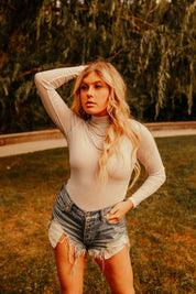 Shimmer Mesh BodysuitWhiteS