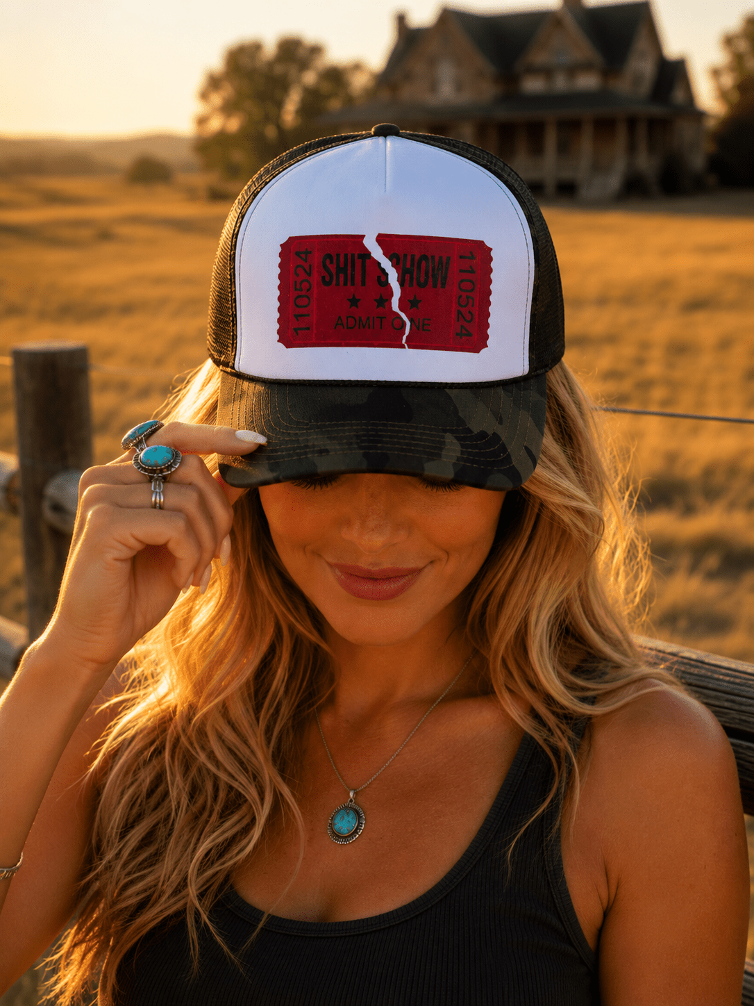 Shitshow Trucker HatCamo & White