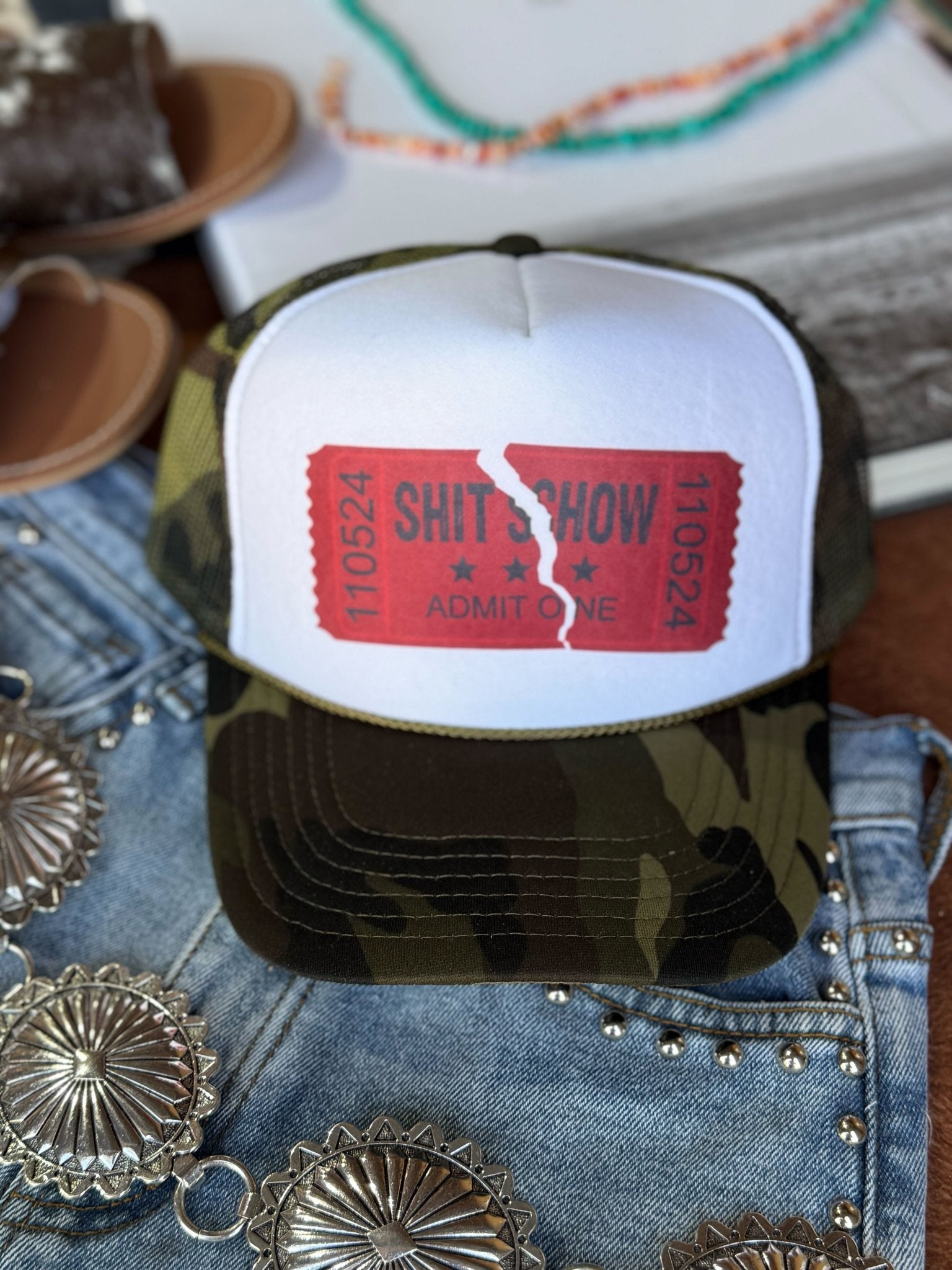 Shitshow Trucker HatCamo &amp; White