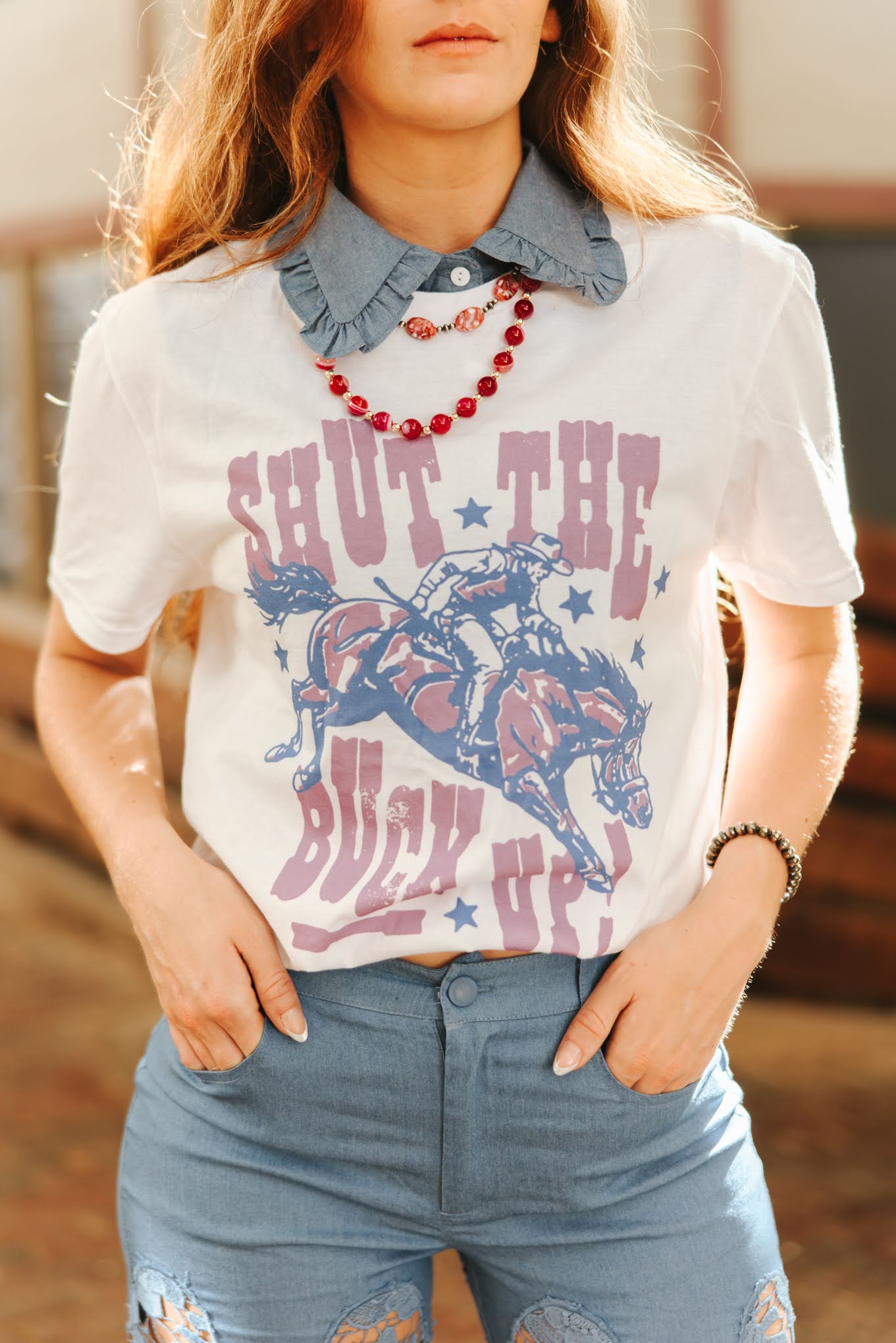 Shut The Buck Up Graphic TeeWhiteS