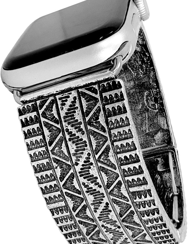 Silver Aztec Apple Watch Stretch Band