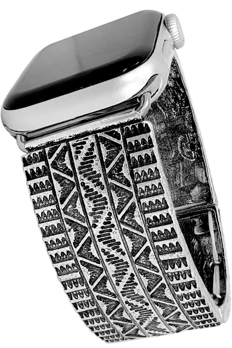Silver Aztec Apple Watch Stretch Band