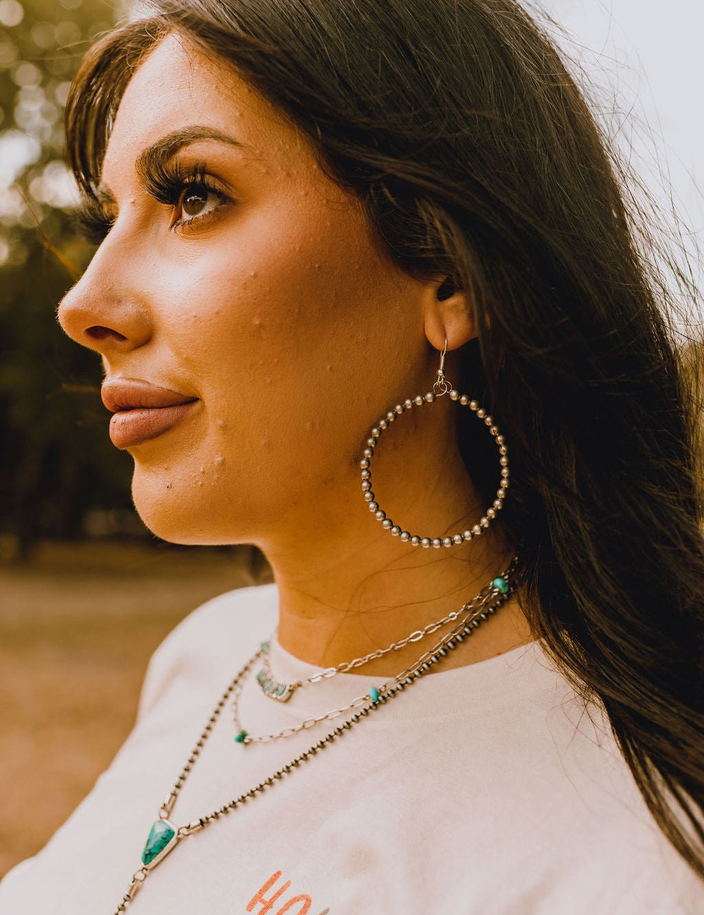 Silver Beaded Hoop EarringsSilverOS
