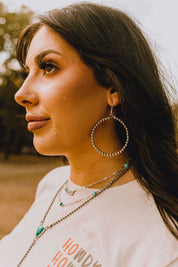 Silver Beaded Hoop EarringsSilverOS