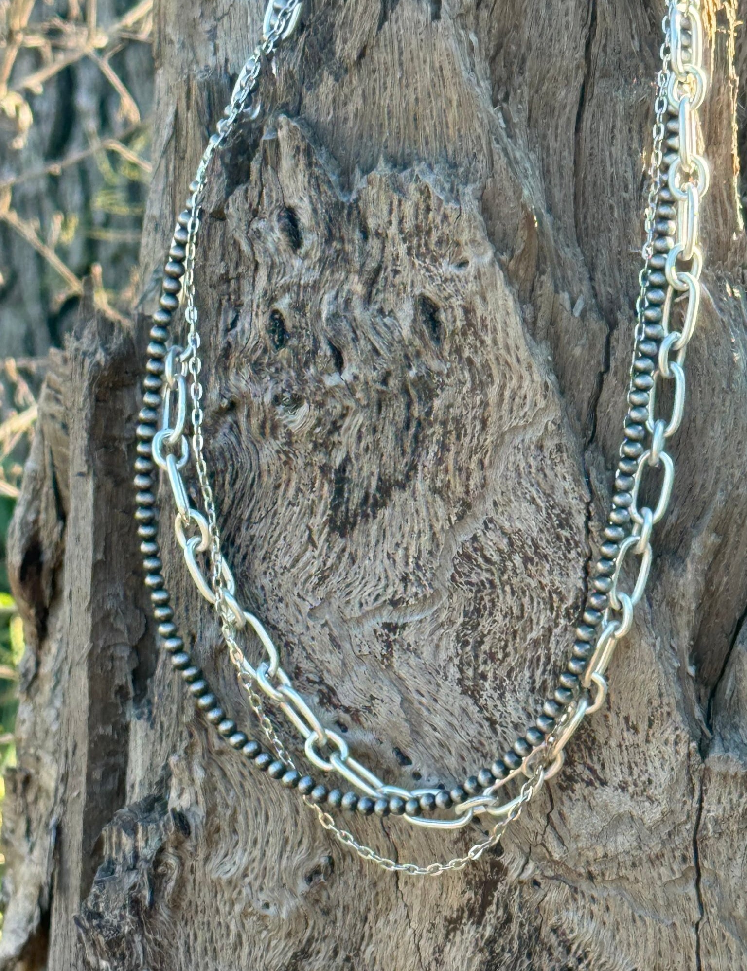 Silver Beads Chain Layer Necklace