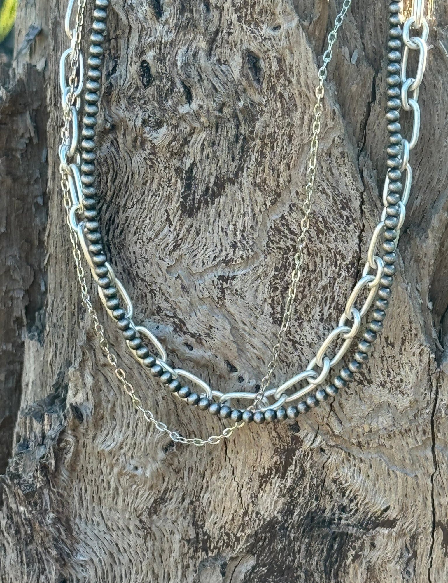 Silver Beads Chain Layer Necklace