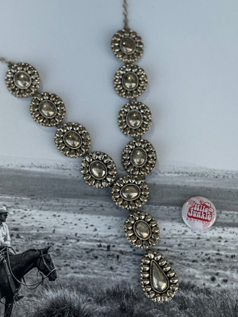 Silver Cluster Lariat Necklace