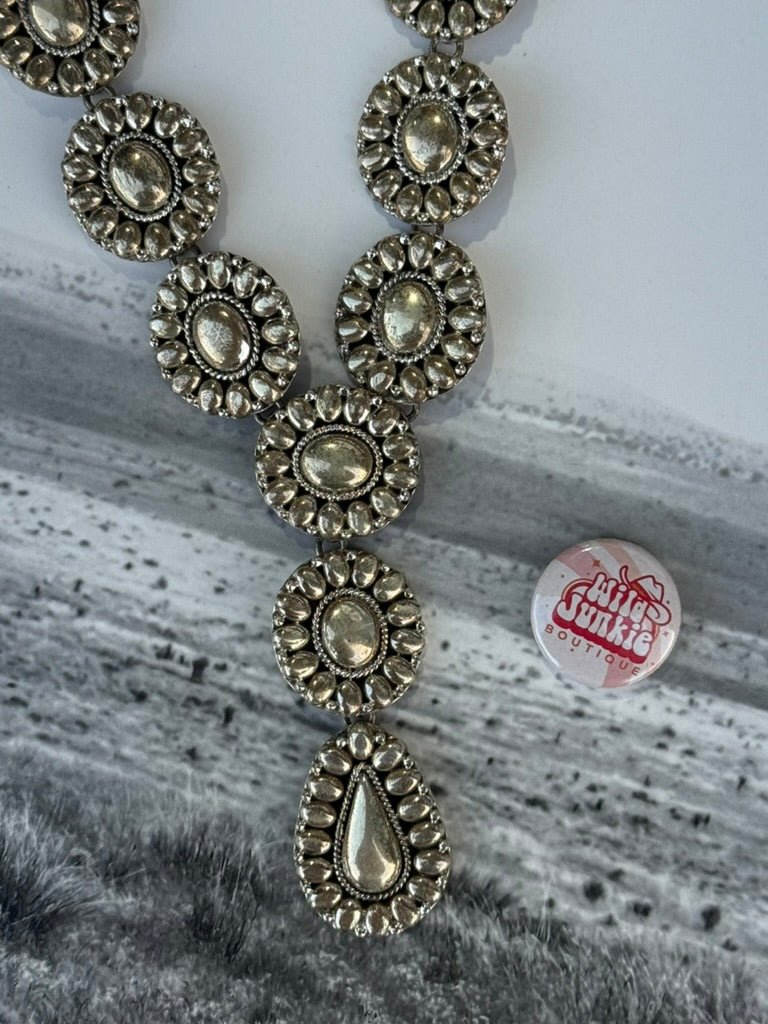 Silver Cluster Lariat Necklace