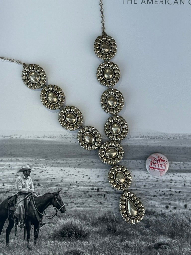 Silver Cluster Lariat Necklace