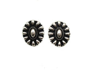 Silver Concho Oval Post Earrings
