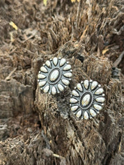 Silver Concho Oval Post Earrings
