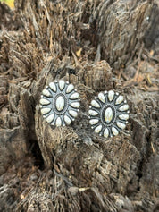 Silver Concho Oval Post Earrings