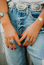 Silver Concho Turquoise Stone BeltSilverS/M