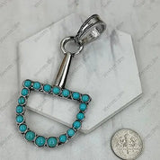 Silver Horseshoe Turquoise Cluster Pendant