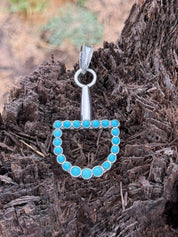 Silver Horseshoe Turquoise Cluster Pendant