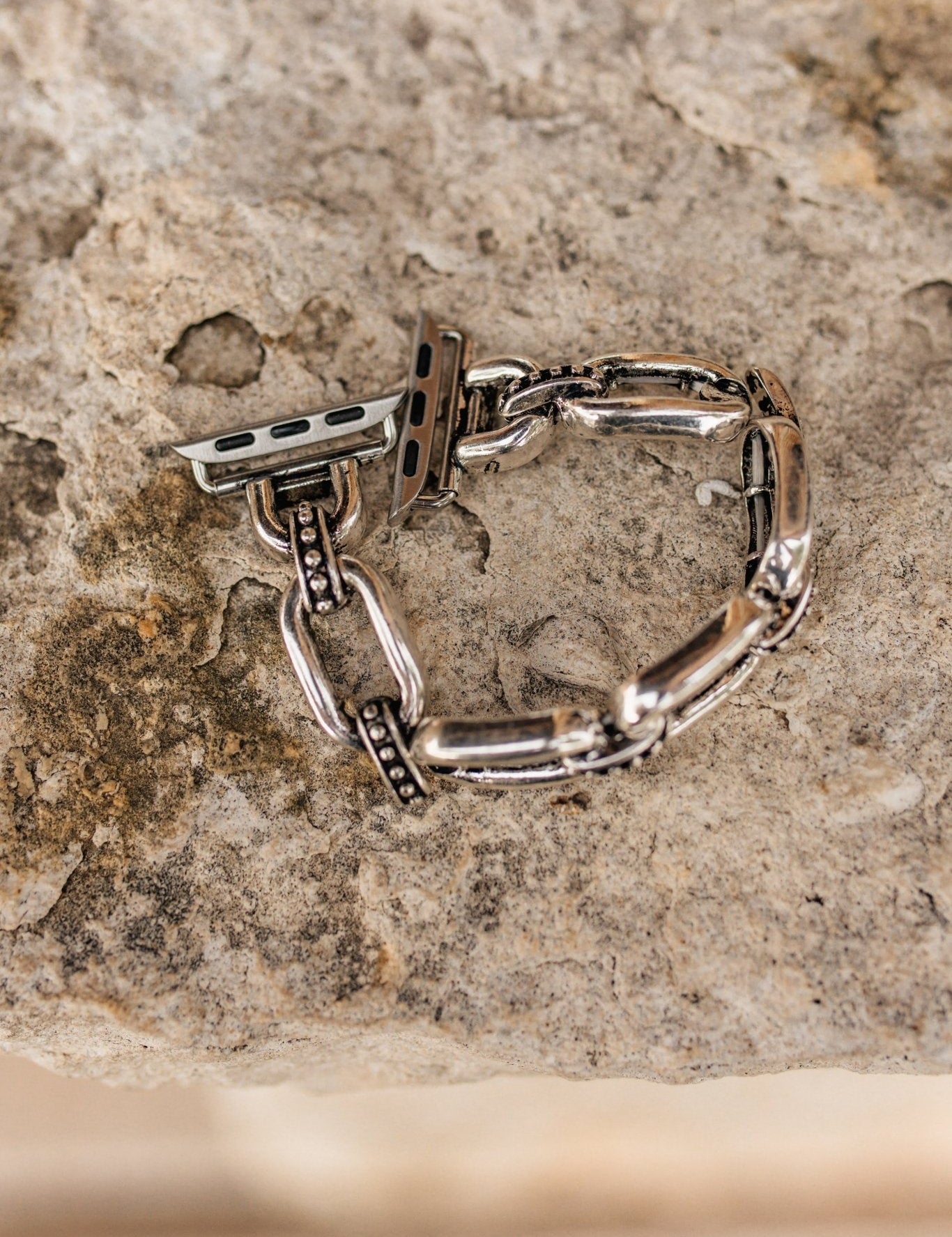 Silver Links Stretch Apple Watch Band