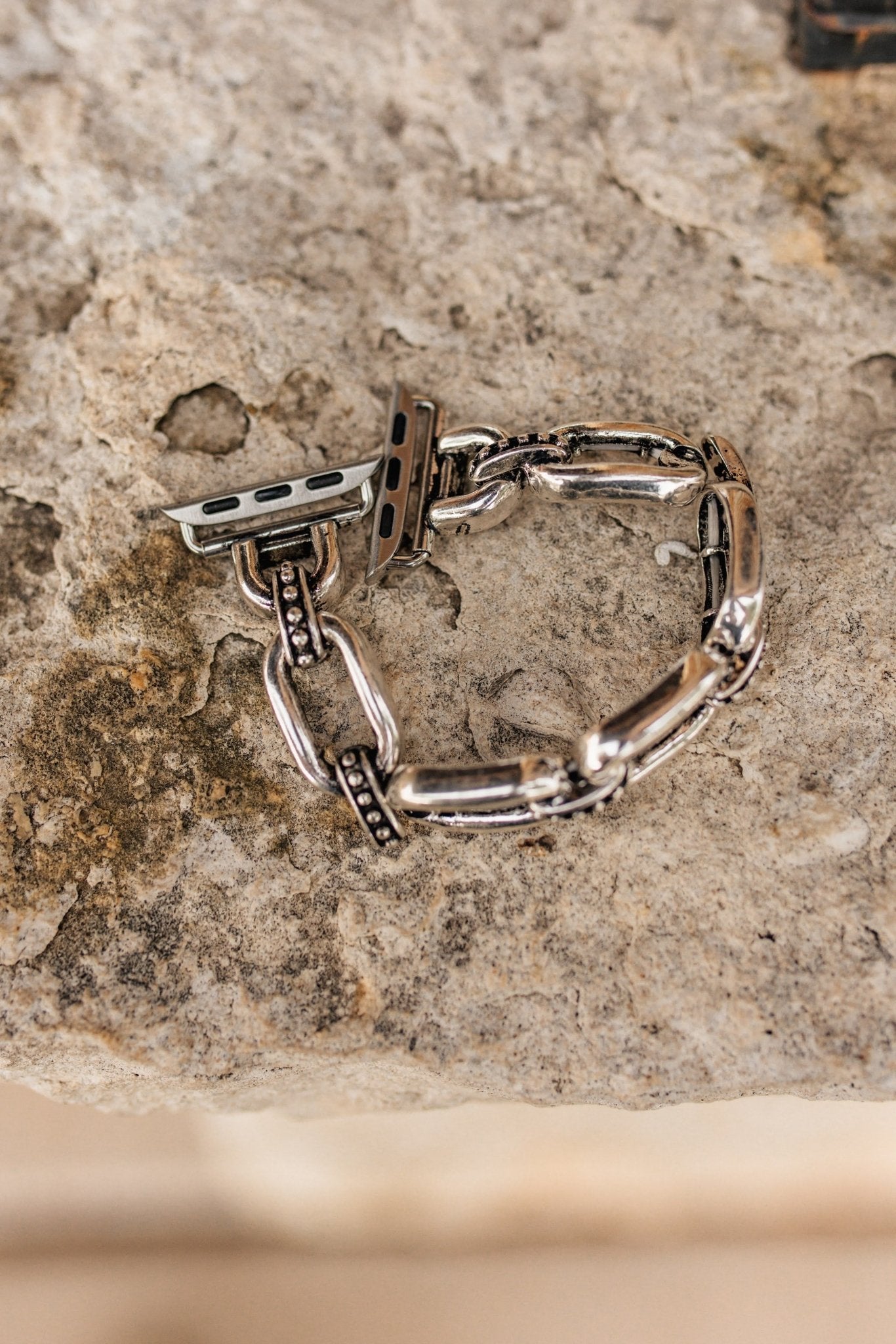 Silver Links Stretch Apple Watch Band