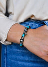 Silver Pearl and Turquoise Rondelle Stretch BraceletSilverOS