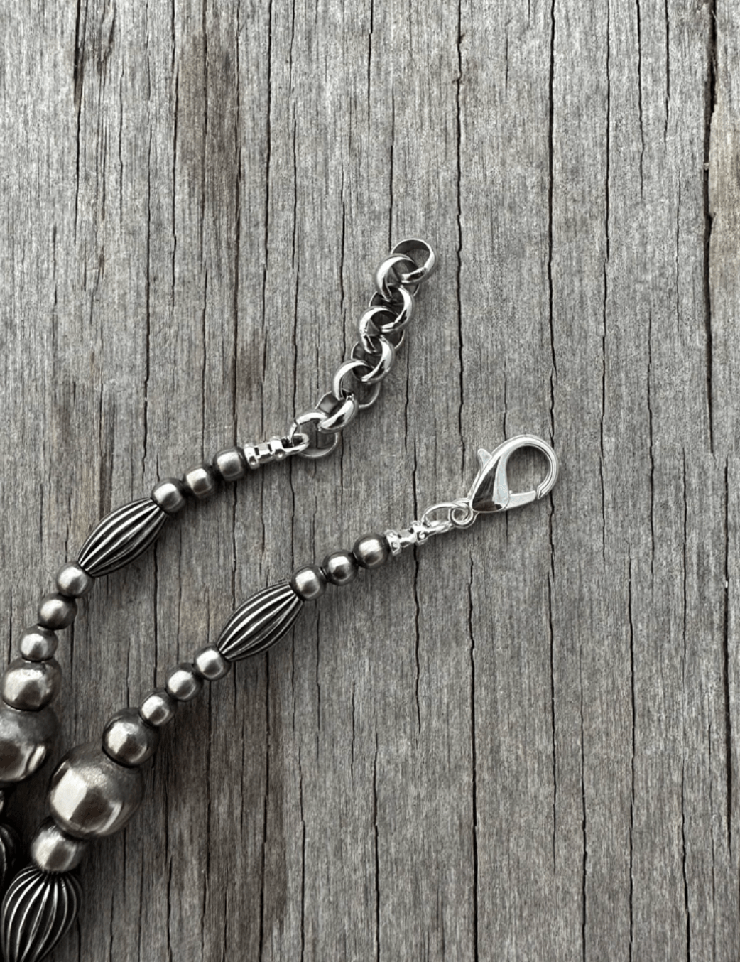 Silver Pearls and Pumpkin Beads Necklace