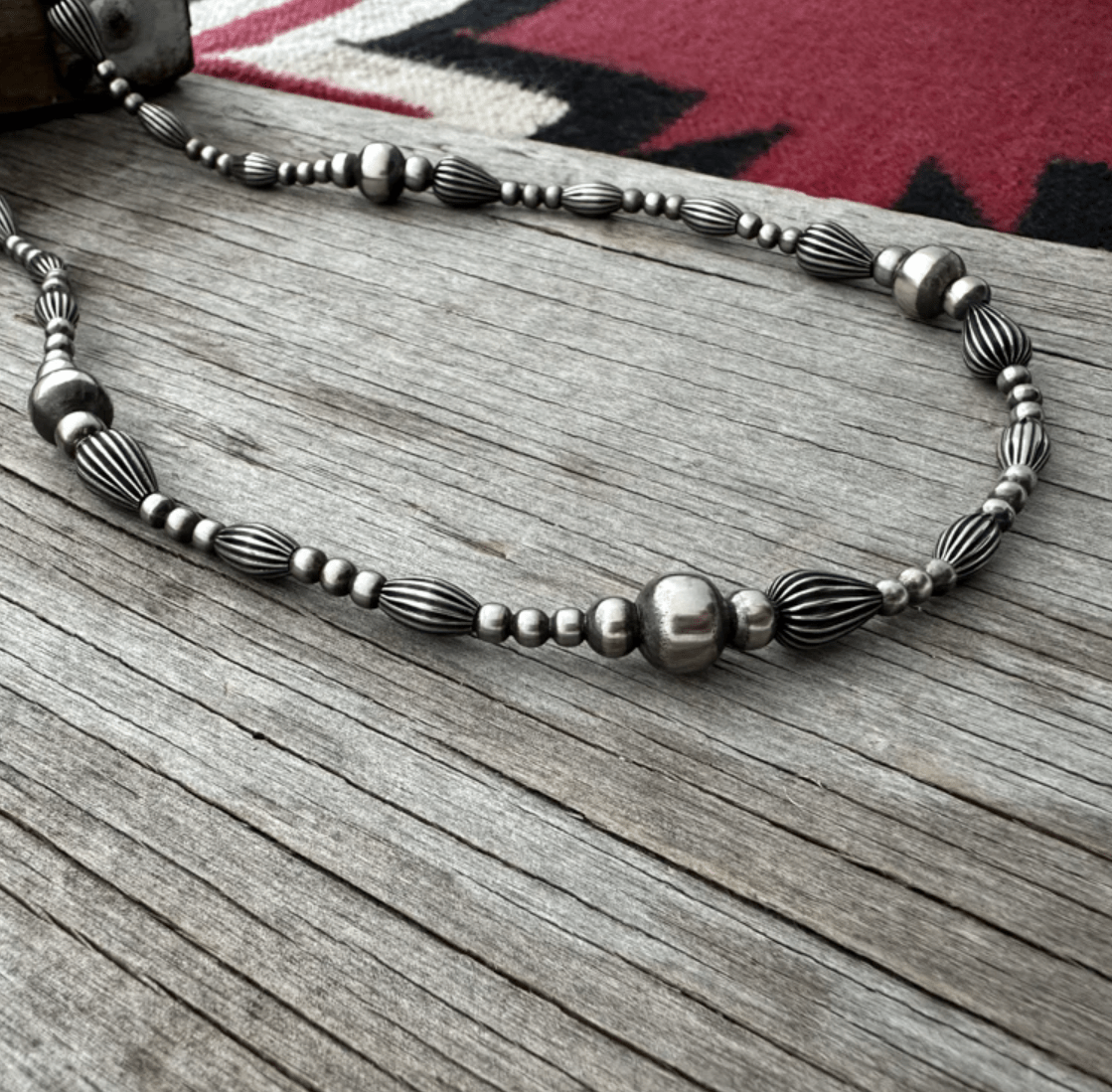 Silver Pearls and Pumpkin Beads Necklace