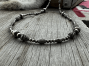 Silver Pearls and Pumpkin Beads Necklace